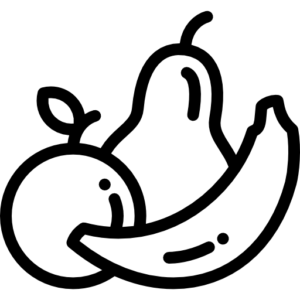 Fruits (Banana, apple, pear or grapes)